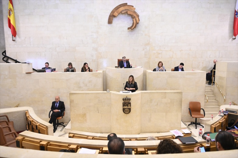 Intervención de una política en el parlamento de Cantabria