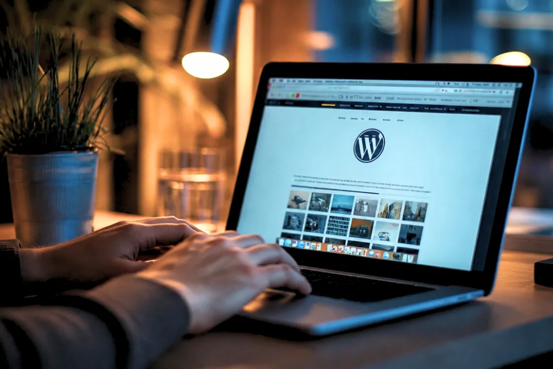 Persona trabajando la accesibilidad en WordPress desde un portátil.